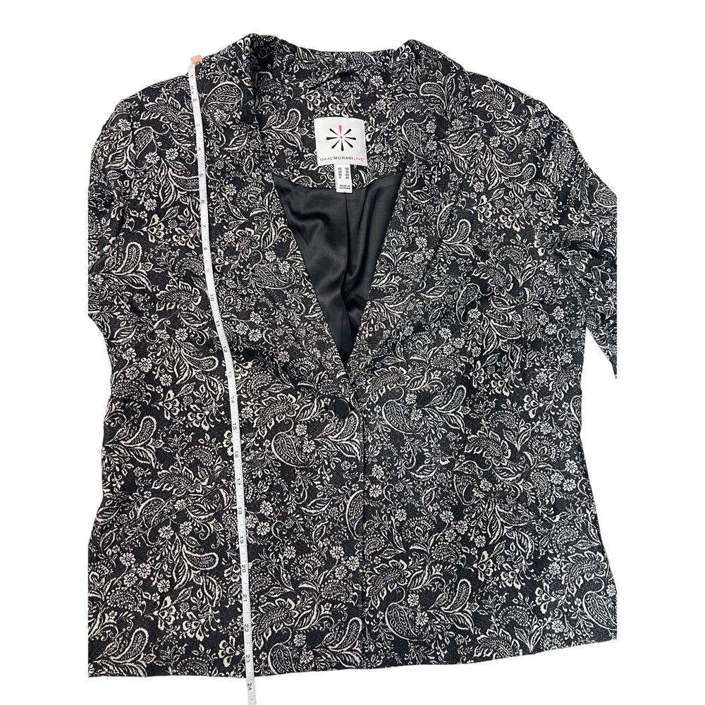 QVC Isaac Mizrahi Live! Super Stretch Woven Jacquard Blazer NWOT BLACK SIZE 10 - Picture 9 of 9